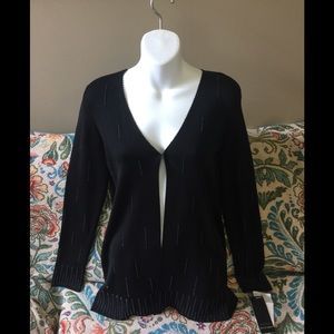 ❤️Dana Bachman 100% Silk Black Hand Beaded Sweater.  Size M.